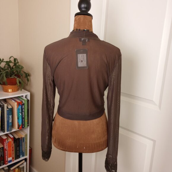 Ronen Chen NWT Designer Minimalist Sheer Mesh Tie Front Fairycore Cardigan - Picture 8 of 8